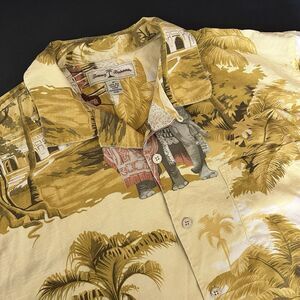 Tommy Bahama Hawaiian 100% Silk Shirt Island Girl Riding Elephant Mens MEDIUM